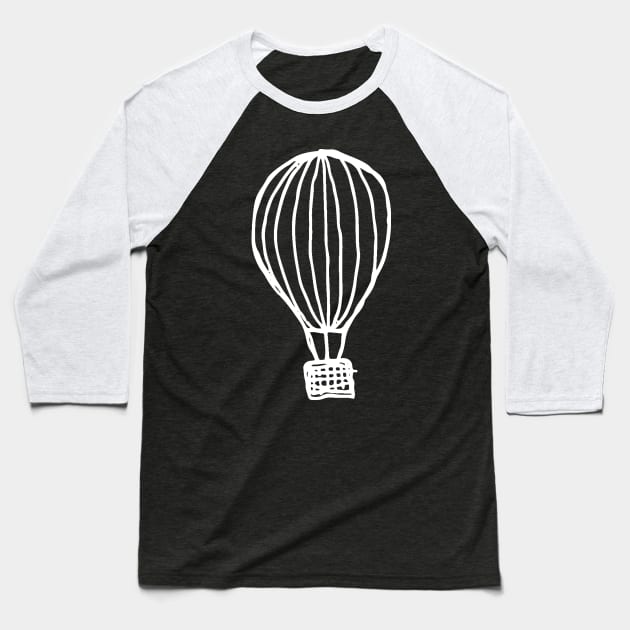 Hot Air Balloon Doodle White Baseball T-Shirt by Mijumi Doodles